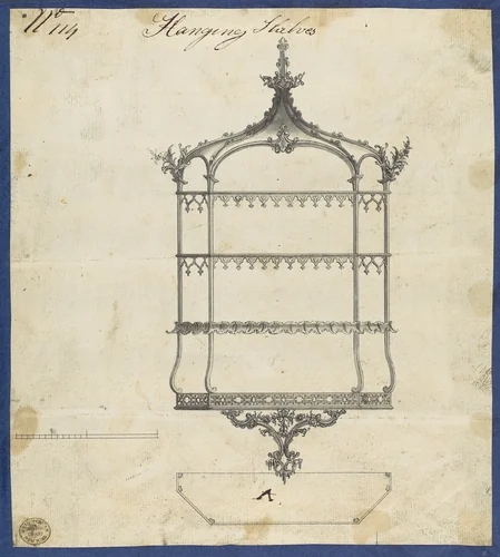 Hanging Shelves, from Chippendale Drawings, Vol. II by Thomas Chippendale, drawing, 1754