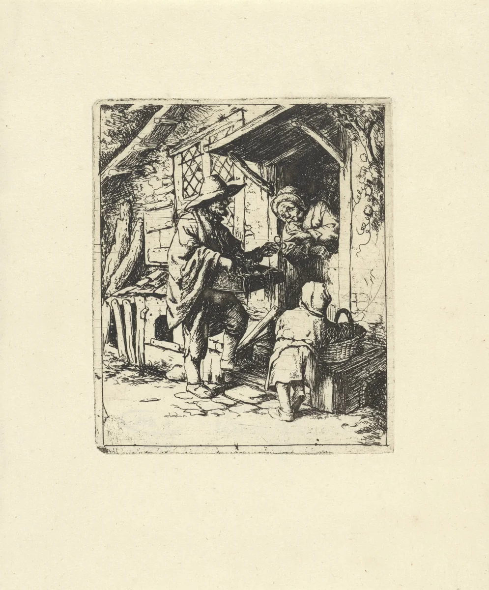 Brillenkoopman by Jacob Laurensz. van der Vinne, print, 1699