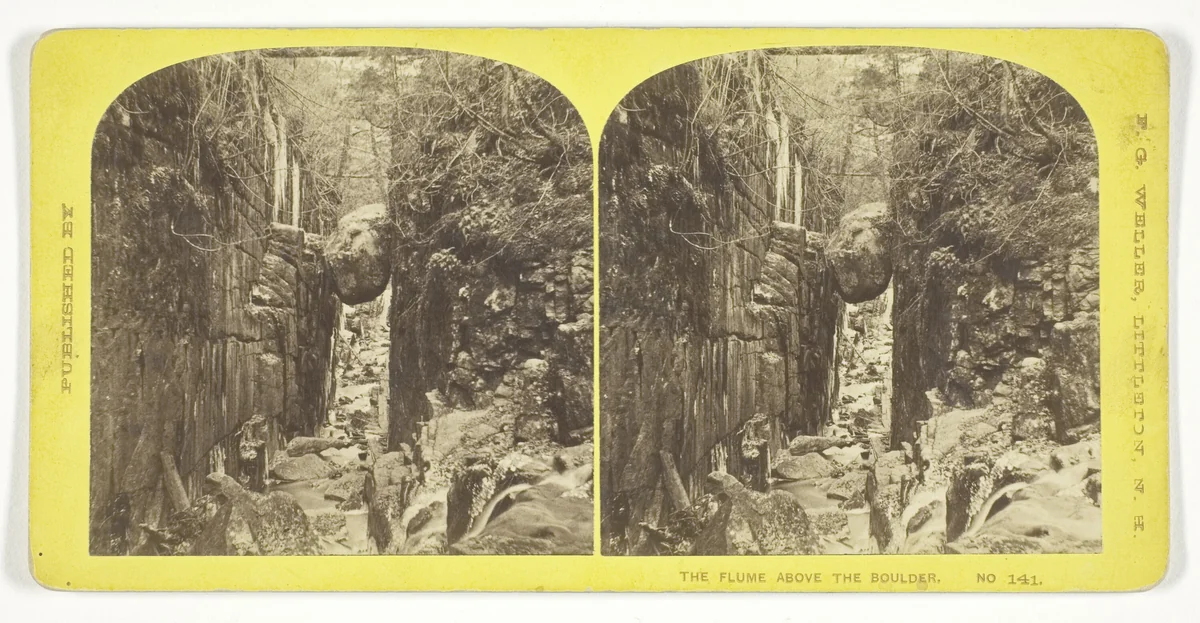 The Flume Above the Boulder by F. G. Weller, photograph, 1850-1874