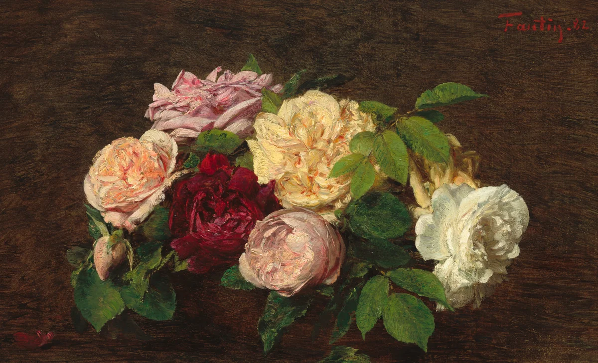 _Roses de Nice_ on a Table by Henri Fantin-Latour, painting, 1882