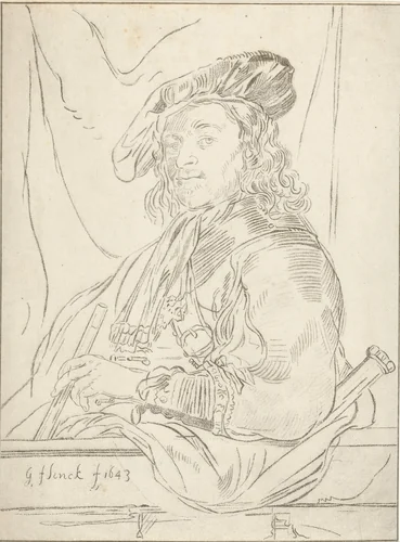 Man bij borstwering by Cornelis Ploos van Amstel, print, 1773-1774