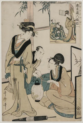 Chushingura: Act VI of The Storehouse of Loyalty by Kitagawa Utamaro (喜多川歌麿), print, 1797-1799