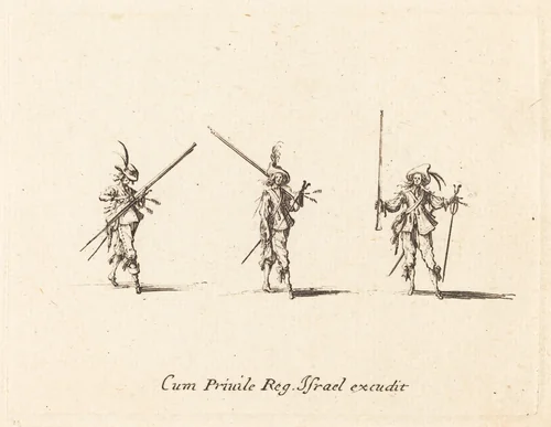 Drill with the Musket by Jacques Callot, print, 1634-1635