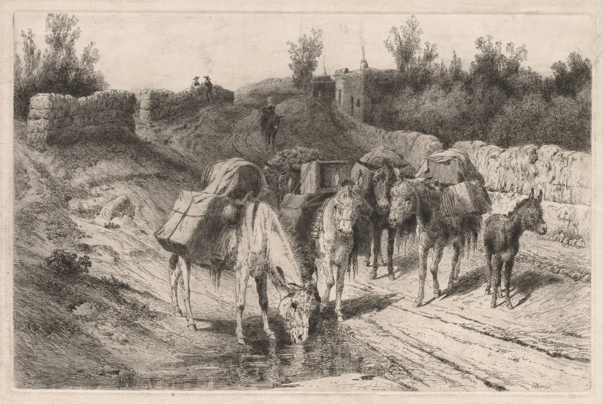On the Road to Santa Fe by Peter Moran, print, 1875-1895