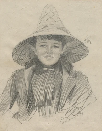 Ada Lymon (Woman in a Large Hat) by Anders Zorn, drawing, 1887