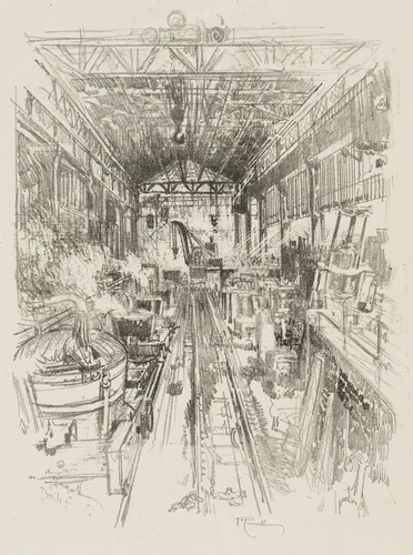 English War Work: The Cauldrons by Joseph Pennell, print, 1916