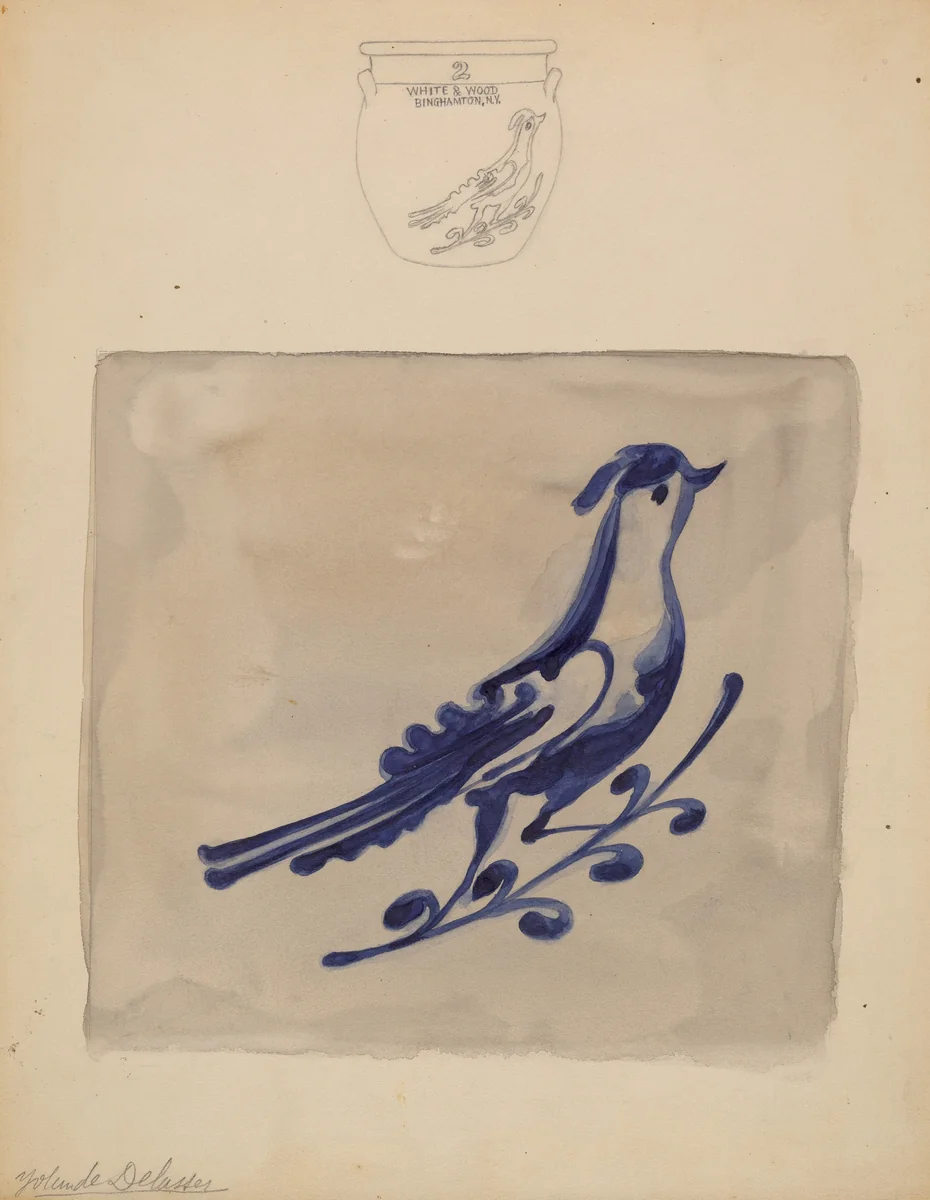 Crock by Yolande Delasser, index of american design, 1936