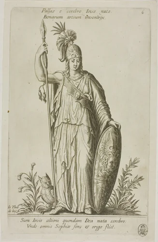 Pallas Athena, plate 6 from Parnassus Biceps by Johann Theodor de Bry Jean-Jacques Boissard, print, 1601