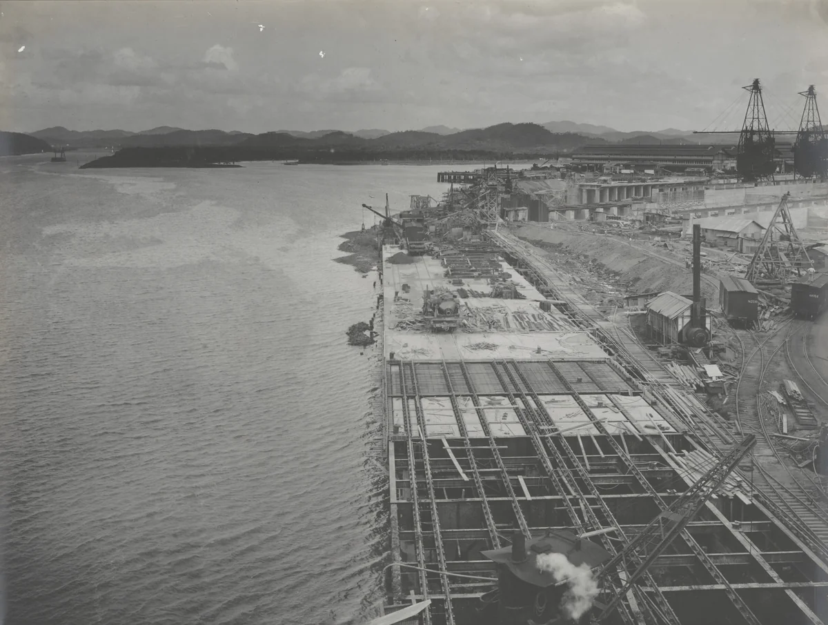 Balboa Terminals. Dry Dock #1. Reloader Wharf; steel decking and floor slab by Unidentified Photographer, photograph, 1916