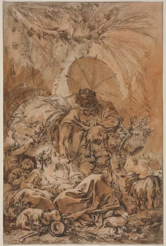 The Departure of Jacob by François Boucher, drawing, 1750-1760