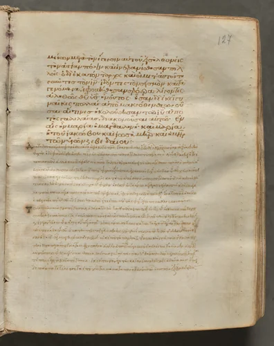 Text, folio 127 (recto), from a Gospel Book with Commentaries by Unknown, book, 1000-1100