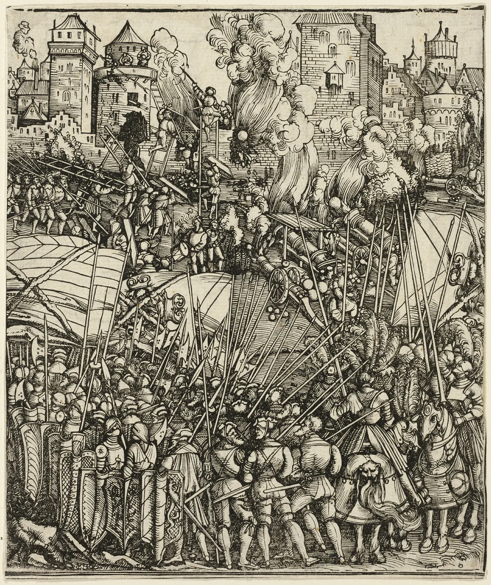 The Expulsion of the Hungarians from Lower Austria, from The Triumphal Arch of Maximilian I by Hans Springinklee, print, 1515-1517