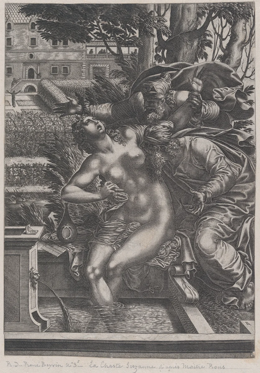 Susanna and the Elders by René Boyvin, print, 1525-1598
