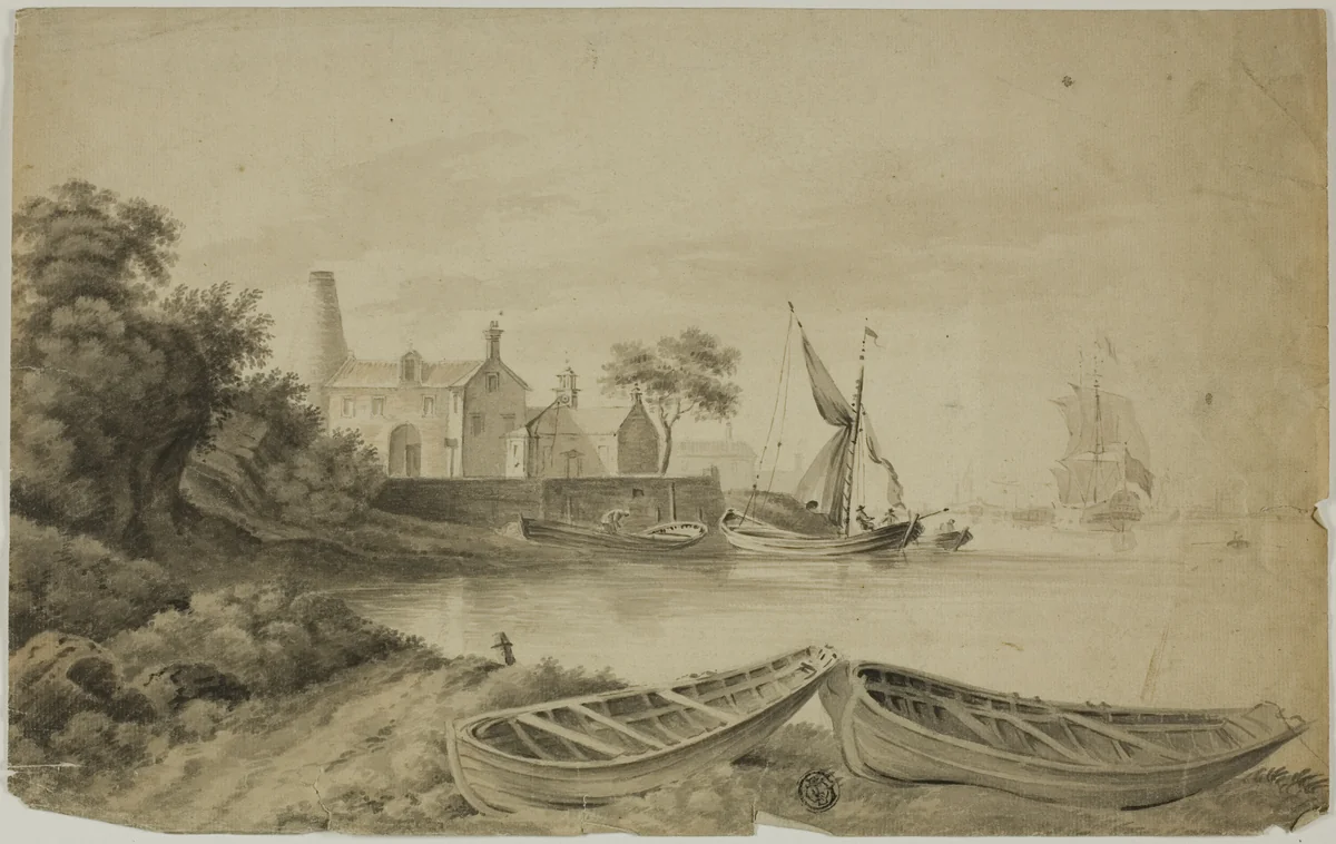 Small Dutch Port with Shipping by Unknown Artist, drawing, 1700-1799