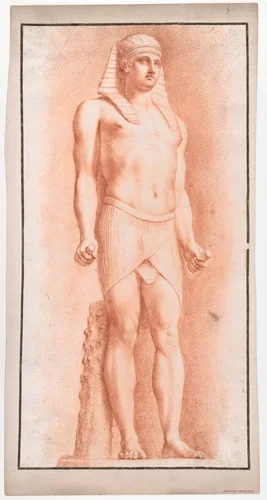 Study after the Vatican Statue of Antinous as Osiris by anonymous, drawing, 1735-1745