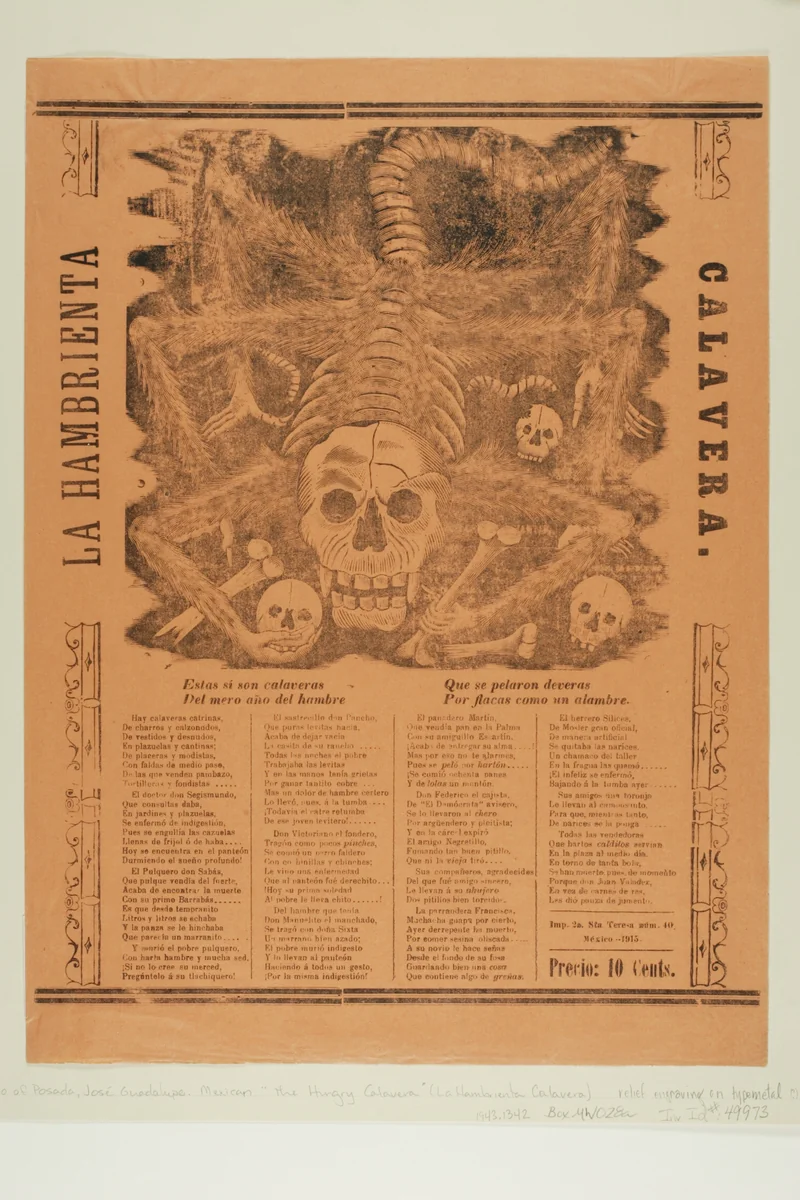 The Starving Calavera by José Guadalupe Posada, print, 1915