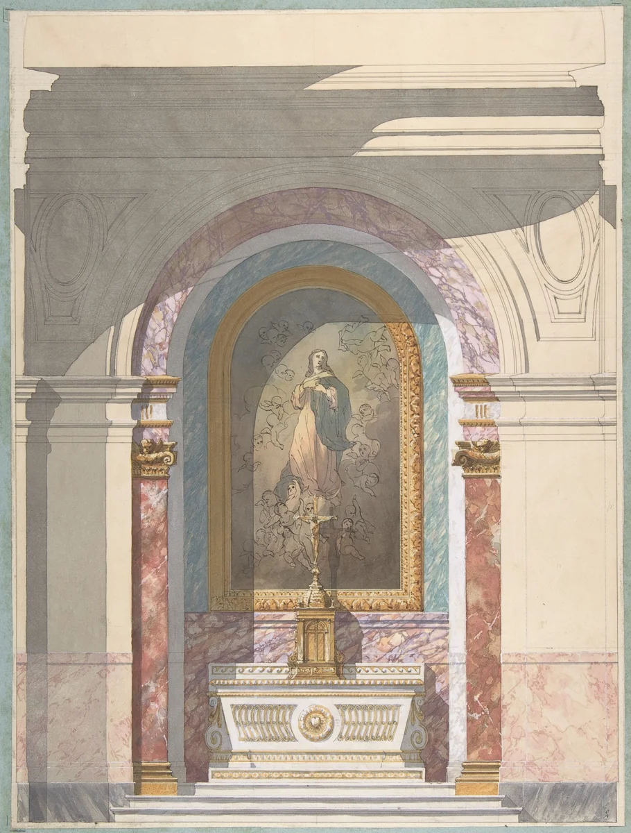 Design for Altar by Jules-Edmond-Charles Lachaise, drawing, 1850-1900