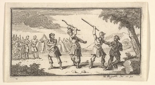 Fustium Admonitio (John Beaver, Roman Military Punishments, 1725) by William Hogarth, print, 1725-1779