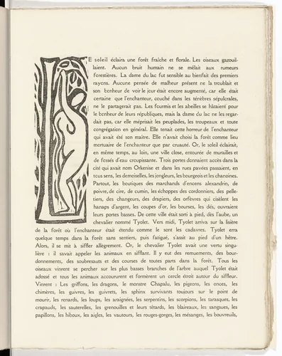 Pictorial initial (folio 21) from L'Enchanteur pourrissant by André Derain, illustrated book, 1909