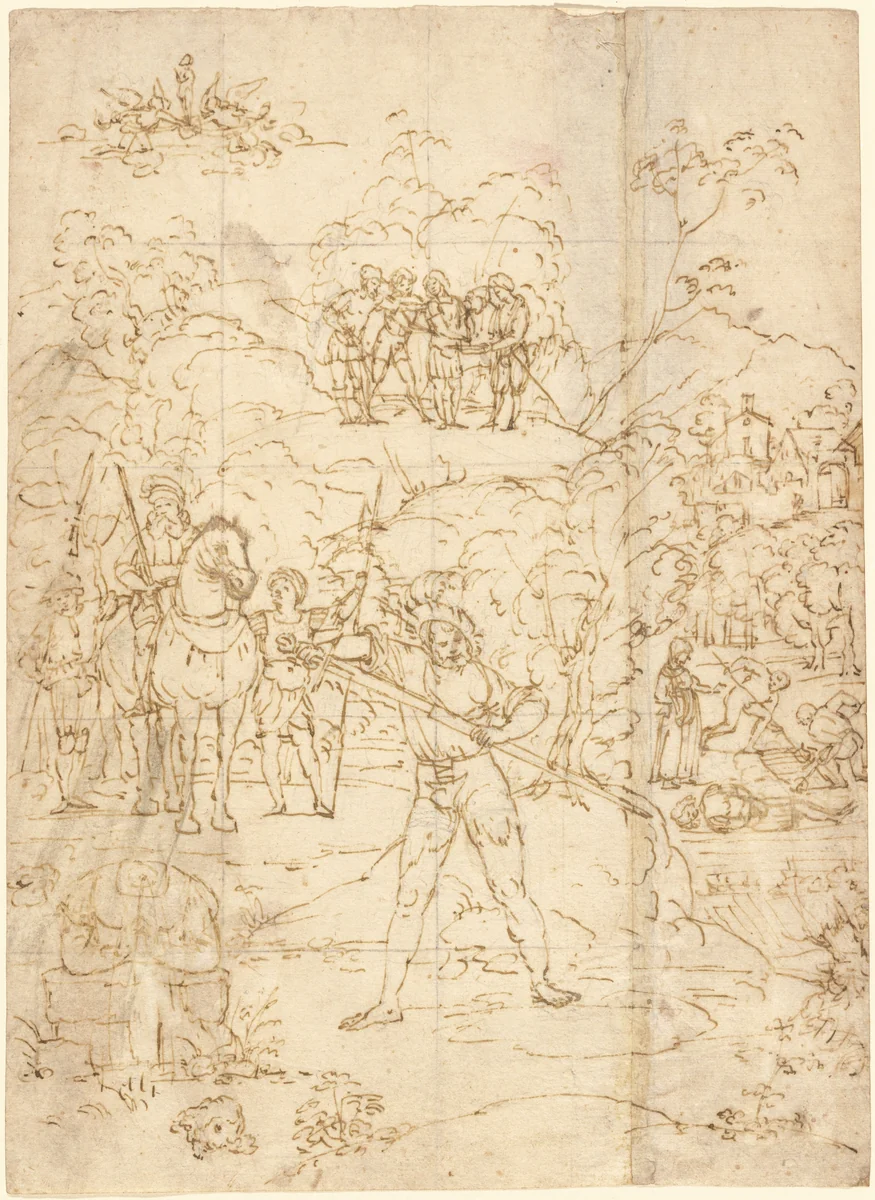 The Martyrdom of Saint Alexander of Bergamo by Lorenzo Lotto, drawing, 1519-1529