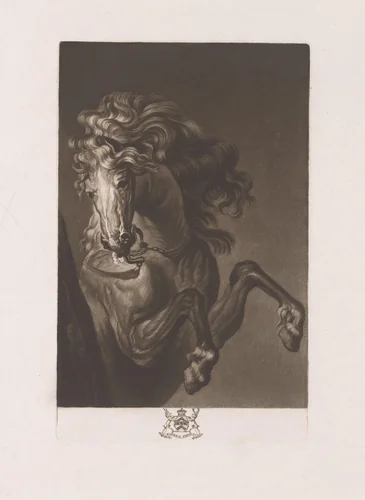 Hoofd en benen van een springend paard by Richard Earlom, print, 1752-1777