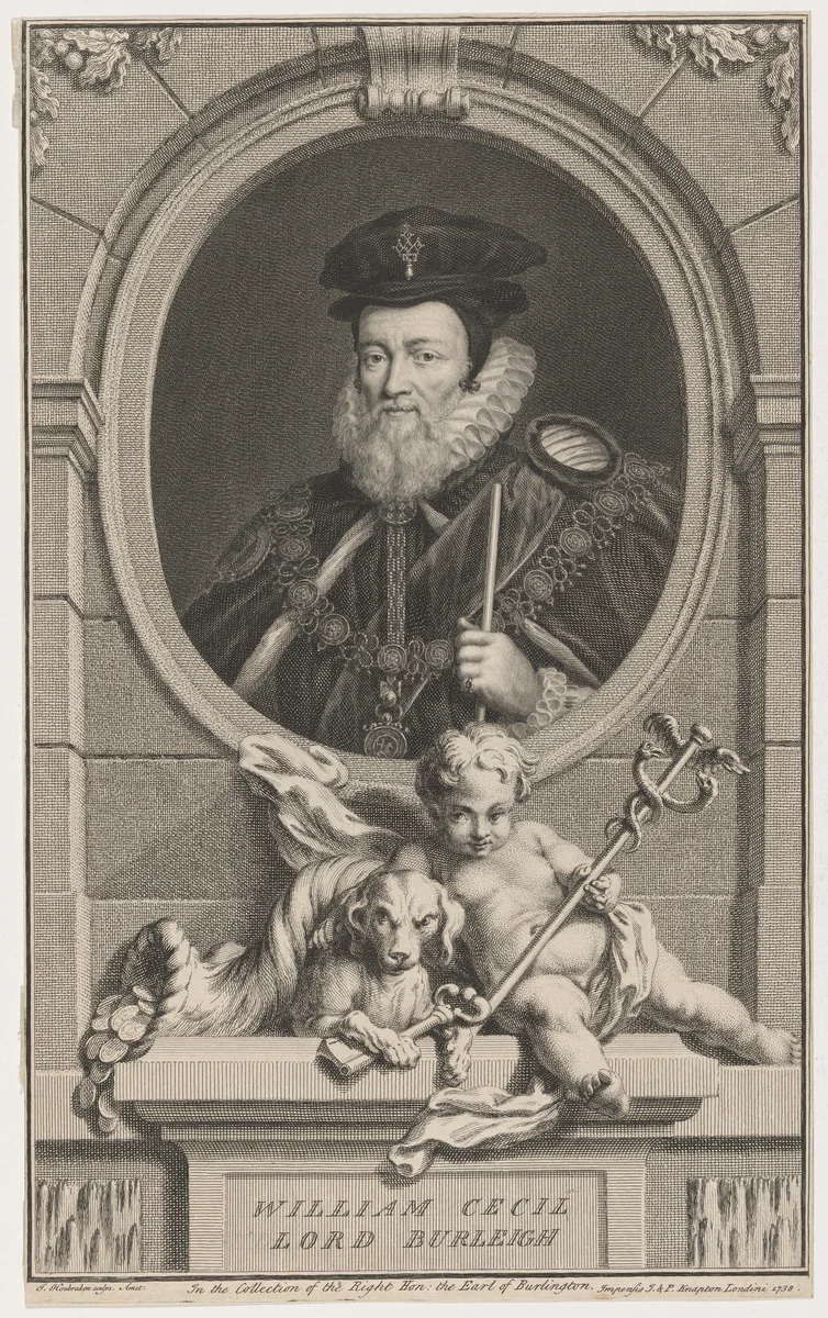 William Cecil, Lord Burleigh by Jacobus Houbraken, print, 1738