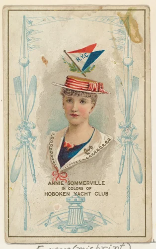 Error-Misprint Card, Annie Sommerville in Colors of the Hoboken Yacht Club, from the Yacht Colors of the World series (N140) issued by Duke Sons & Co. to promote Honest Long Cut Tobacco by W. Duke, Sons & Co., print, 1890