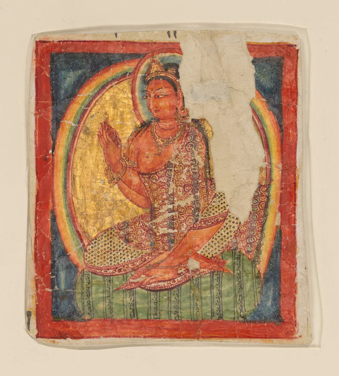 Fragmentary Leaf from an Ashtasahasrika Prajnaparamita Sutra by Unidentified, painting, 1100-1199