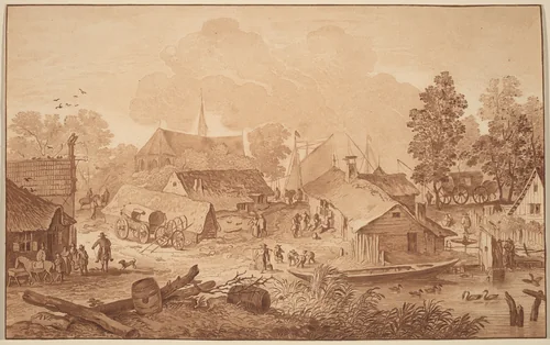 Village with Pond by Cornelis Ploos van Amstel
Cornelis Brouwer
Allart van Everdingen, print, 1782