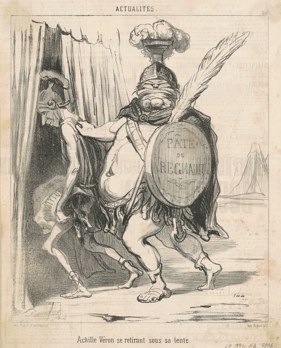 Achille Vèron se retirant sous sa tente by Honoré Daumier, print, 1850