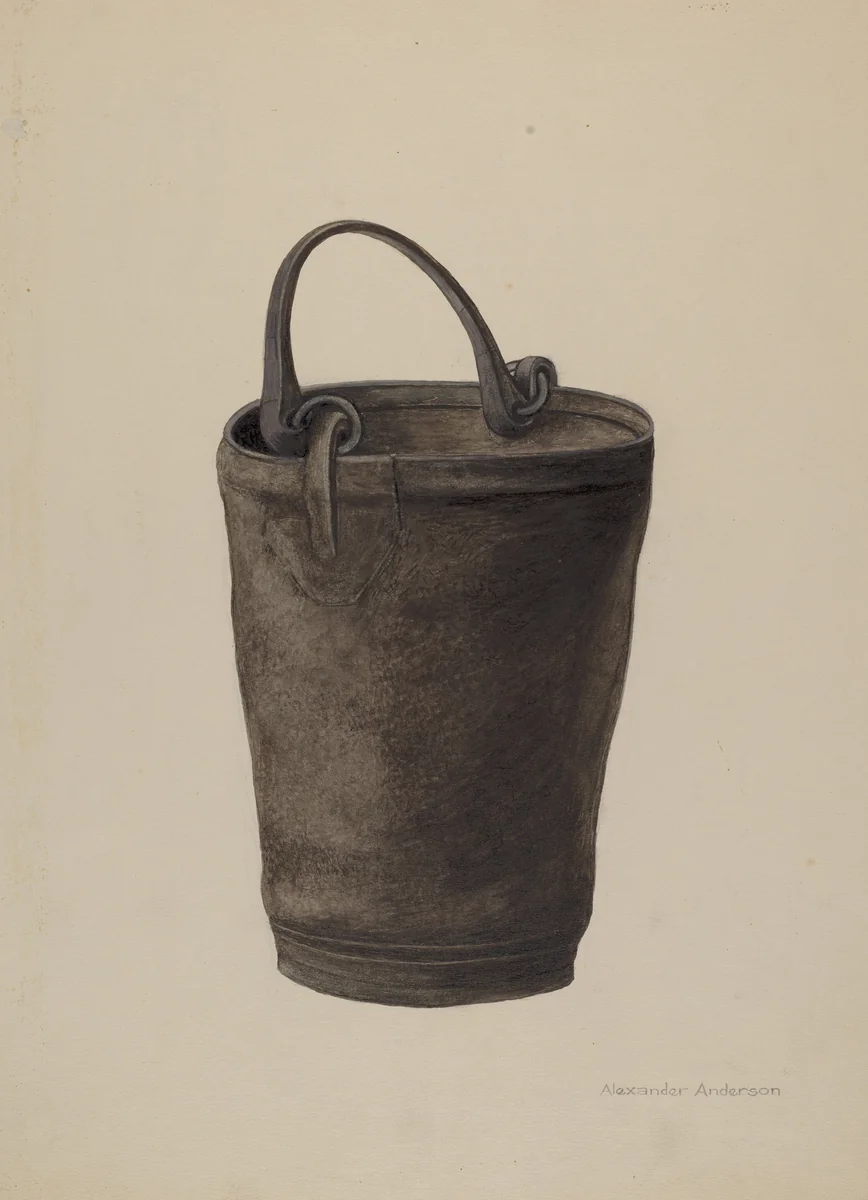 Leather Water Bucket by Alexander Anderson, index of american design, 1938