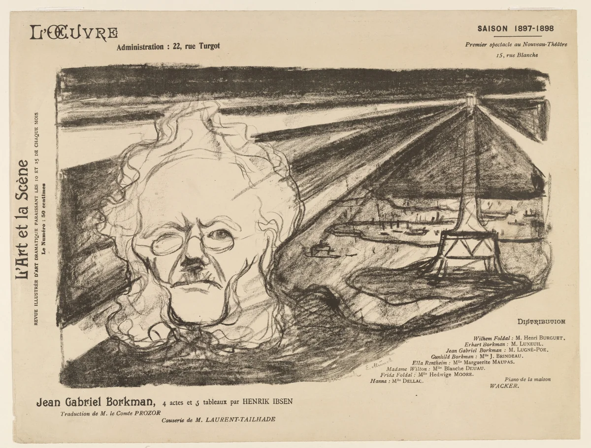 Theater program for Jean Gabriel Borkman by Edvard Munch, print, 1897