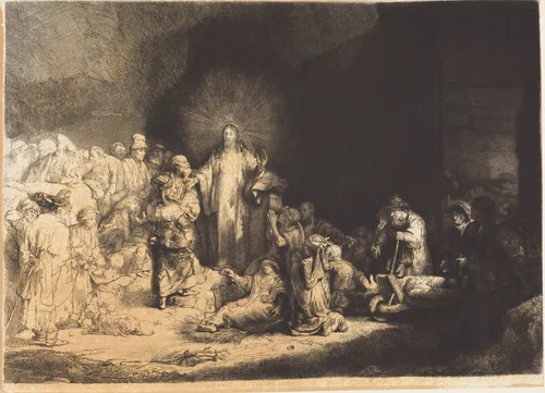 Christ Preaching (The Hundred Guilder Print) by Rembrandt van Rijn, print, 1873