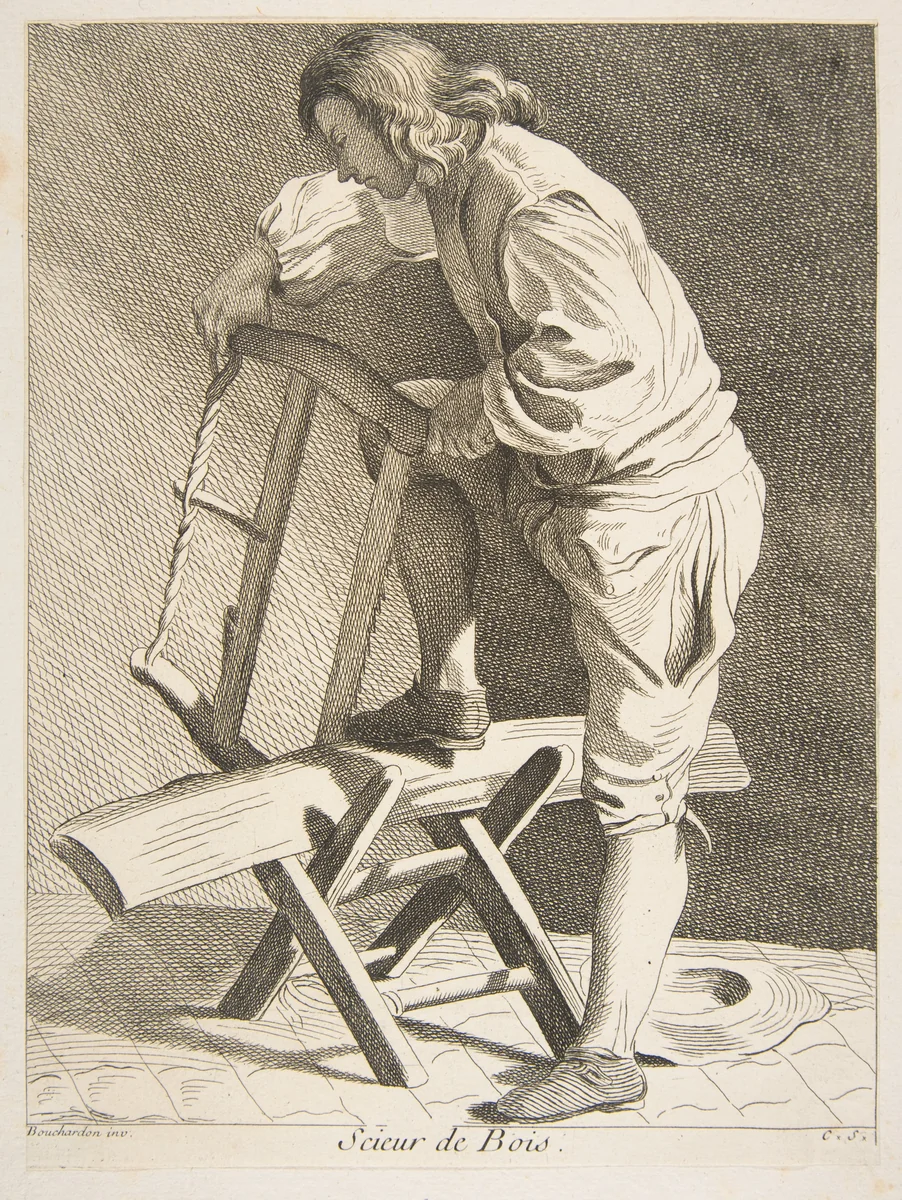 Wood Cutter by Anne Claude Philippe de Tubières, print, 1742