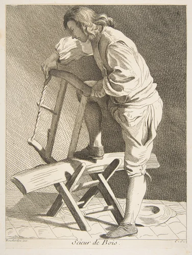 Wood Cutter by Anne Claude Philippe de Tubières, print, 1742
