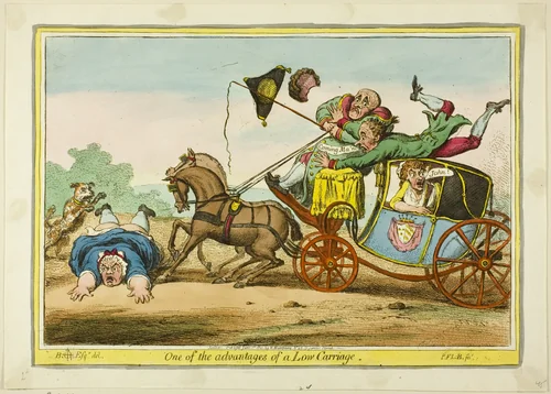 One of the Advantages of a Low Carriage by James Gillray, print, 1801