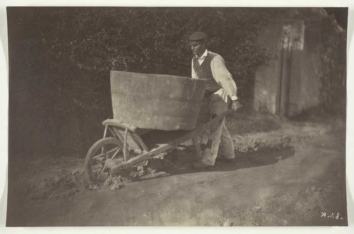 Male Peasant with Wheelbarrow by Giraudon, photograph, 1870