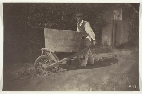 Male Peasant with Wheelbarrow by Giraudon, photograph, 1870