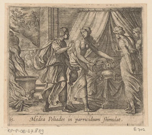 Dochters van Pelias doden hun vader by Antonio Tempesta, print, 1606