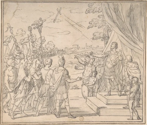 Vision of Constantine, copy after a drawing by Giacinto Gimignani by anonymous, drawing, 1600-1700