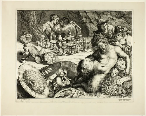 Bacchus and Drunken Silenus—The Dream of Silenus by Frans van den Wyngaerde, print, 1635-1640