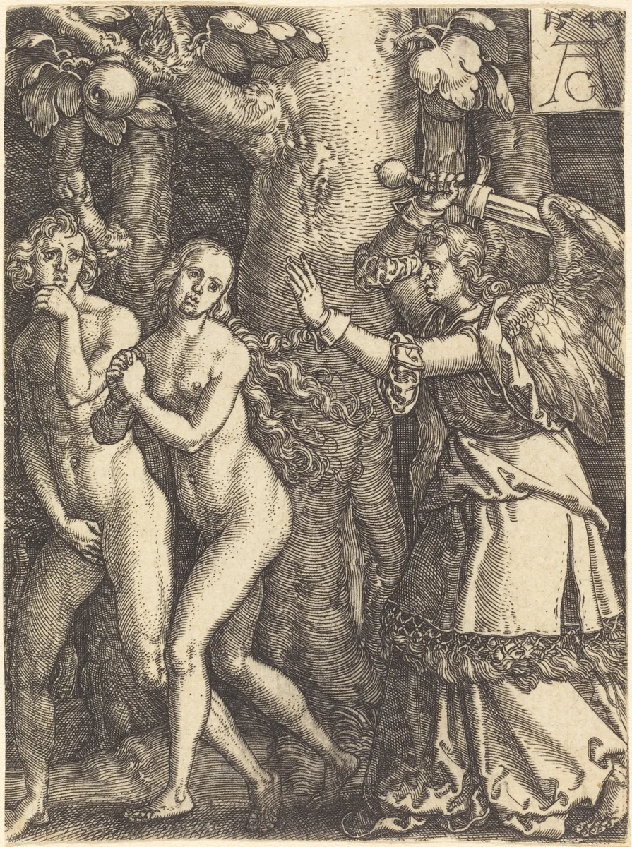 Expulsion from Paradise by Heinrich Aldegrever, print, 1540