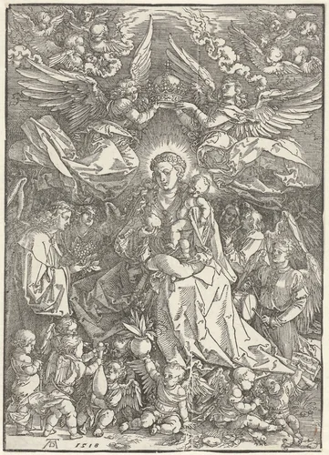 Maria als koningin der engelen by Unknown, print, 1518