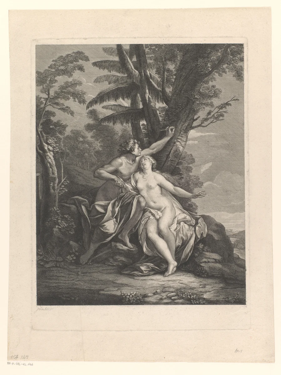 Angélique en Médor by Nicolas Chasteau, print, 1690-1750