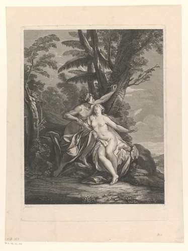 Angélique en Médor by Nicolas Chasteau, print, 1690-1750