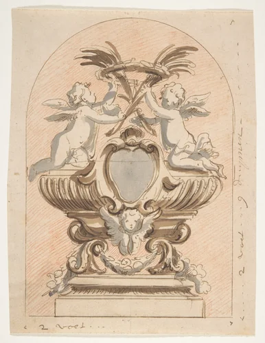 Design for a reliquary by Pieter Verbruggen, drawing, 1686-1724