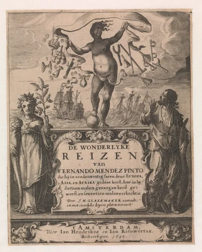Frontispice van De wonderlyke reizen van Fernando Mendez Pinto by anonymous, print, 1652