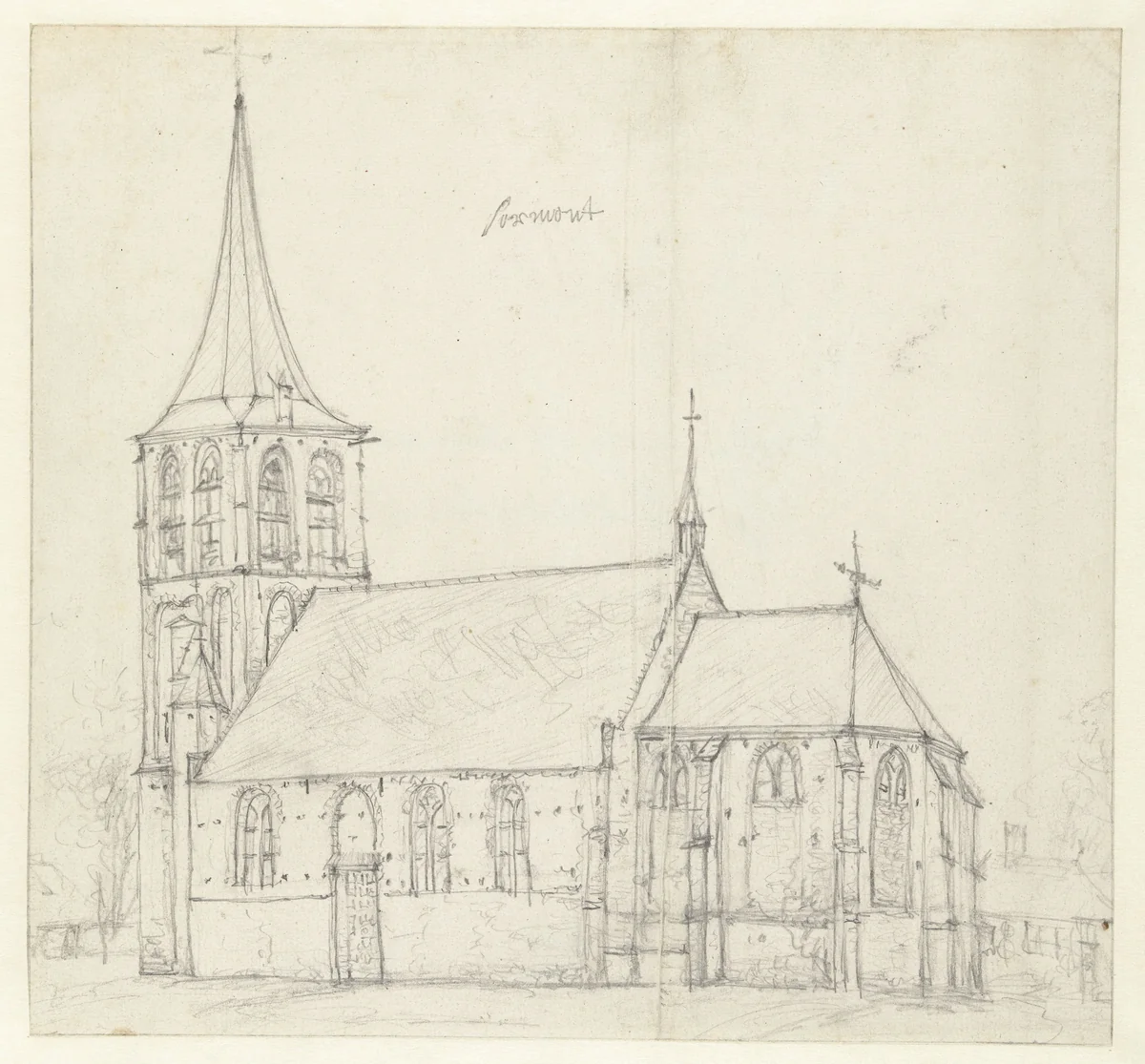 Kerk te Zoelmond by Jan Abrahamsz. Beerstraten, drawing, 1600-1699
