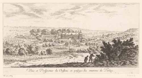 Gezicht op het kasteel van en de omgeving van Tanlay by Israël Silvestre, print, 1631-1661