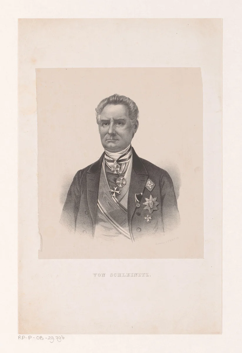 Portret de heer Von Schleinitz by anonymous, print, 1836-1905
